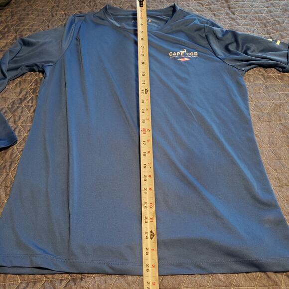 Cuffy's Unisex Size L Long Sleeve Polyester Silky Logo T-Shirt FITTED Blue FLAWS - Picture 9 of 9